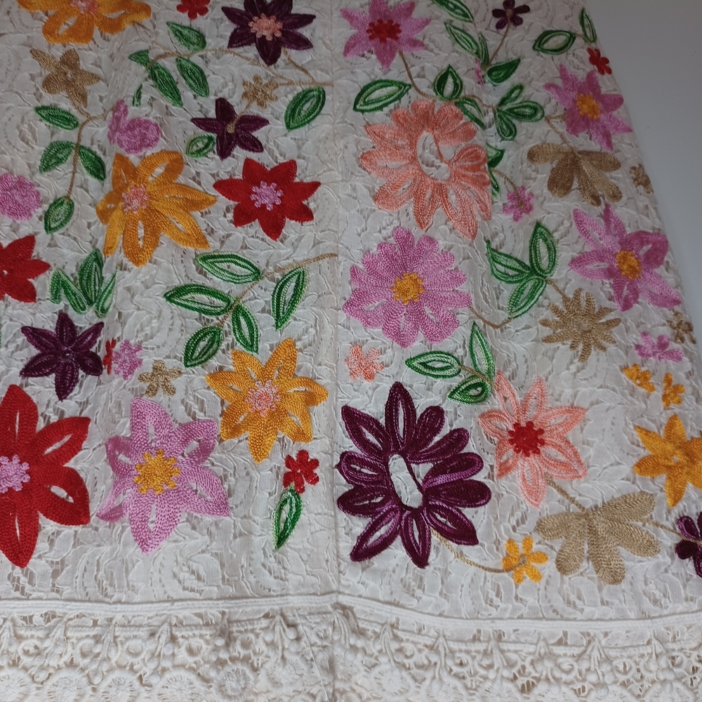 Anthropologie Floral Embroidered Mini Skirt - Cream Multicolor - Picture 5 of 11